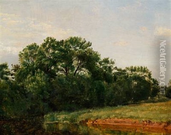 Skovparti Med En A Oil Painting - Dankvart-Christian-Magnus Dreyer