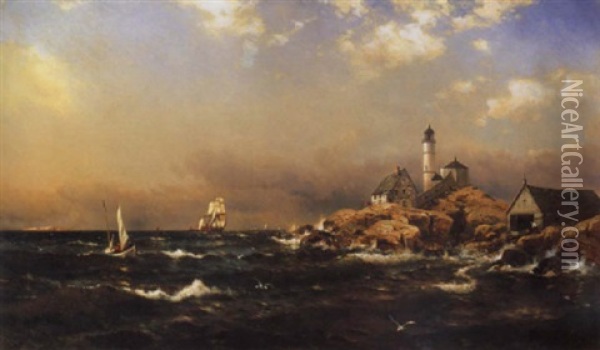 Afternoon Off White Island, Isles Of Shoals, Maine Oil Painting - Arthur Quartley
