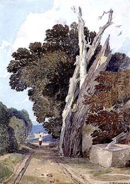 A Spanish Chestnut Tree Struck by Lightning Oil Painting - John Sell Cotman