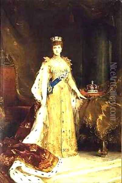 Queen Alexandra 1844-1925 Oil Painting - Sir Samuel Luke Fildes