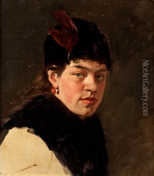 Portratt Av Den Norska Konstnarinnan Harriet Backer Oil Painting - Gustaf-Oskar Bjoerk