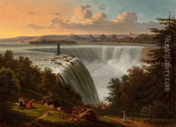 Niagara Falls Oil Painting - Victor de Grailly