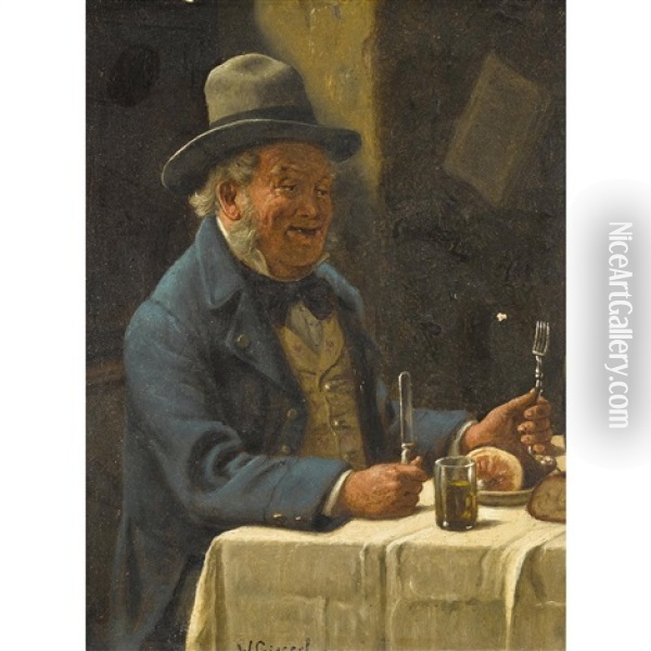 Der Herr Am Tisch Oil Painting - Wilhelm Giessel
