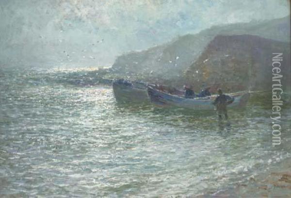 Returning With The Catch Oil Painting - John Falconar Slater