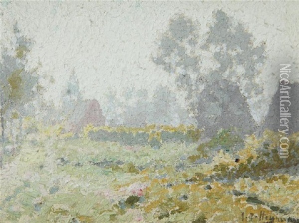 Summer Landscape With Church And Sunflower Field Oil Painting - Adriaan Josef Heymans