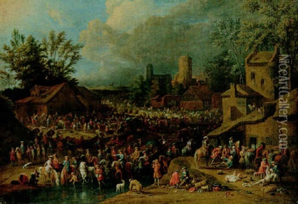 Soldiers Looting A Village Oil Painting - Pieter Casteels the Younger