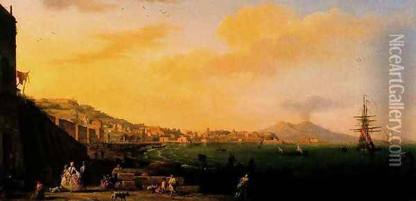 View of Naples with Vesuvius Oil Painting - Claude-joseph Vernet