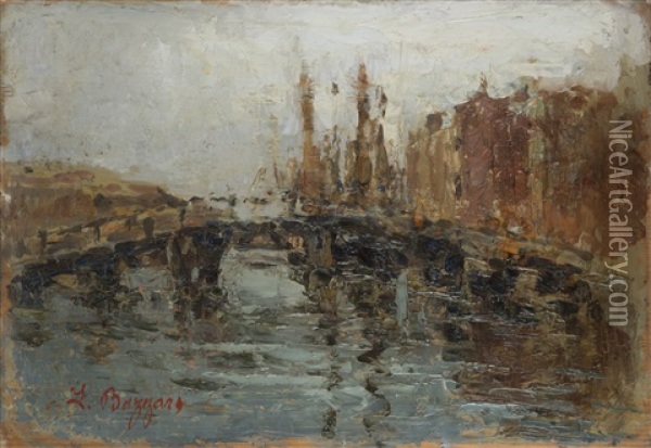 Ponte Sul Canale Oil Painting - Leonardo Bazzaro