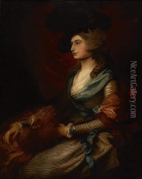 Mrs. Sarah Siddons Oil Painting - Thomas Gainsborough