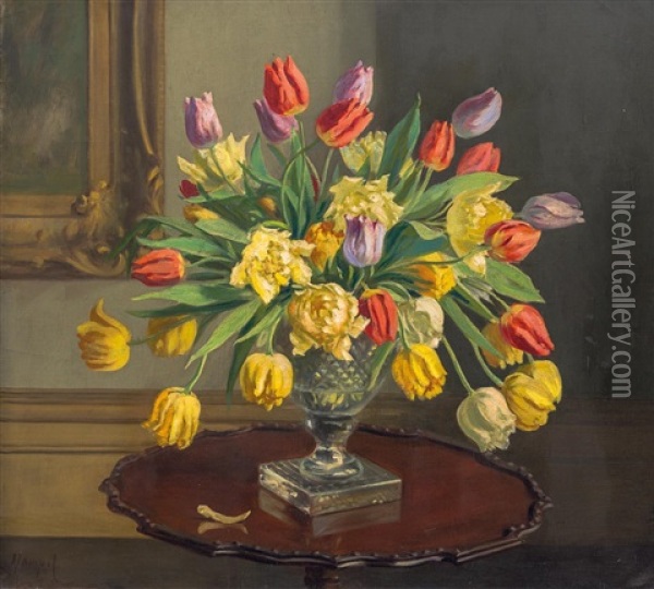 Early Tulips Oil Painting - Carl Hampel