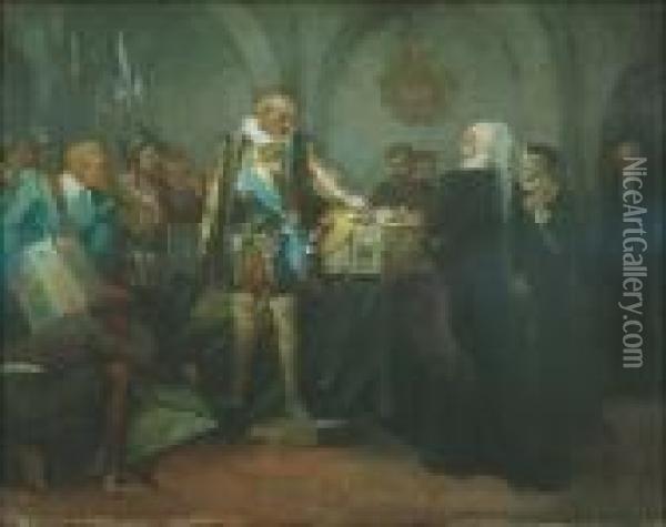 Charles Ix Of Sweden Desecrating The Body Of Baron Clas Fleming Oil Painting - Albert Edelfelt