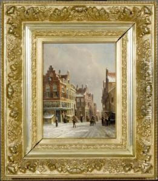 Town In Winter Oil Painting - Pieter Gerard Vertin