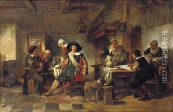 In The Tavern Oil Painting - Herman Frederik Carel ten Kate
