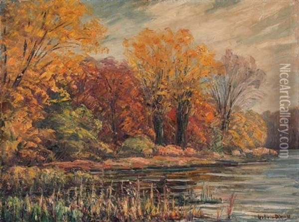 Markische Seelandschaft Im Herbstlaub Oil Painting - Leopold Klein von Diepold