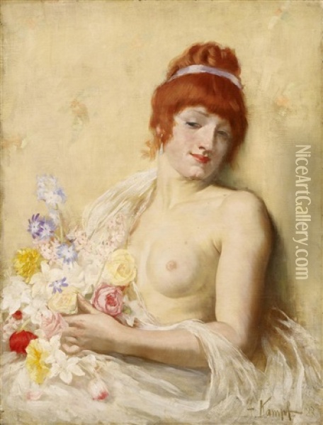 Bildnis Einer Dame Mit Blumen Oil Painting - Arthur Kampf