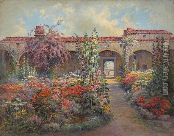 Mission Garden, San Juan Capistrano Oil Painting - Frank French