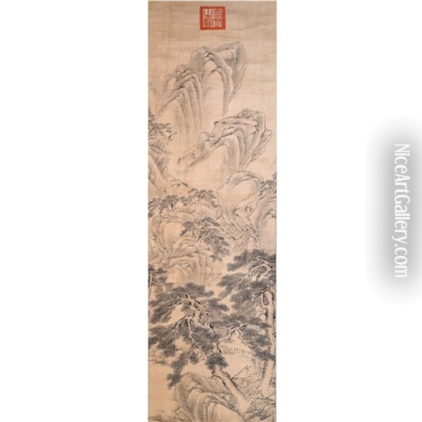 Landscape Hanging Scroll Oil Painting -  Zhang Zongcang