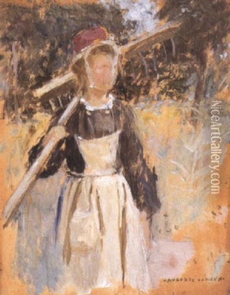 Jeune Bretonne Au Champ Oil Painting - Auguste Leroux