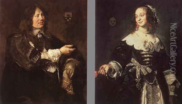 Stephanus Geraerdts and Isabella Coymans 1650-52 Oil Painting - Frans Hals