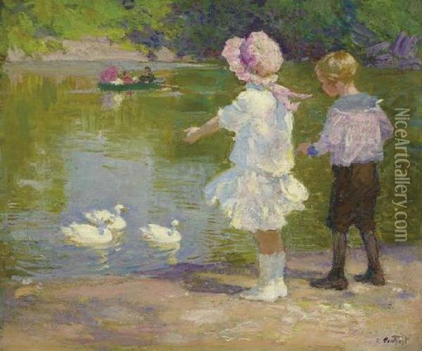 Children In Central Park Oil Painting - Edward Henry Potthast
