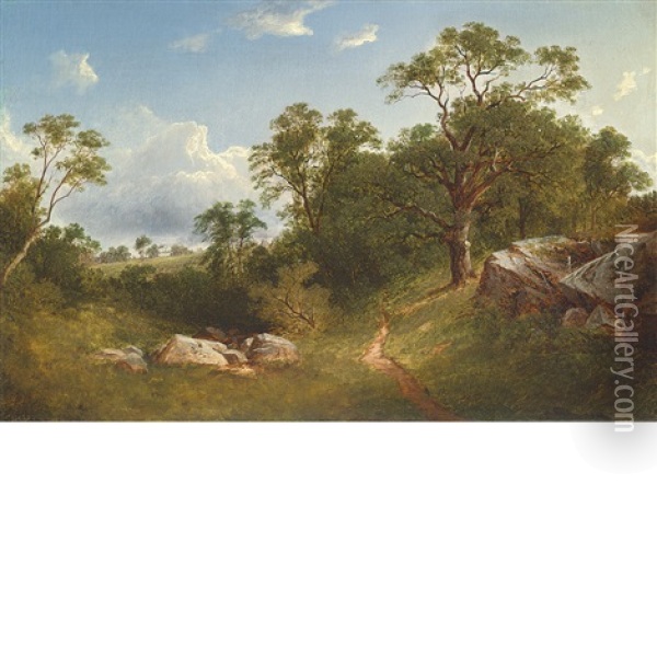 Landscape (white Mansion In The Distance) Oil Painting - David Johnson