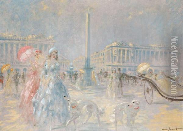 Apres Midi, Place De La Concorde Oil Painting - Louis Icart