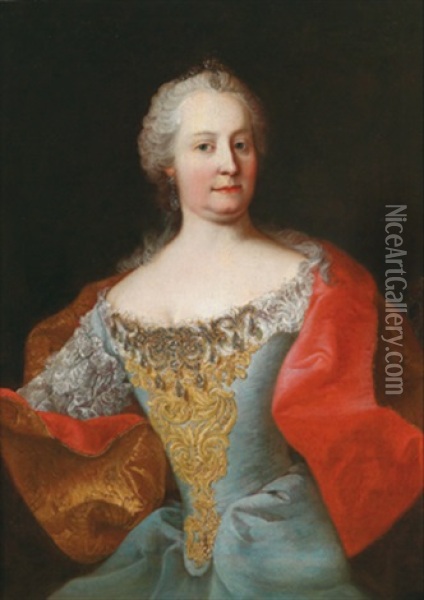 Halbfigurenportrat Der Kaiserin Maria Theresia Oil Painting - Martin van Meytens the Younger