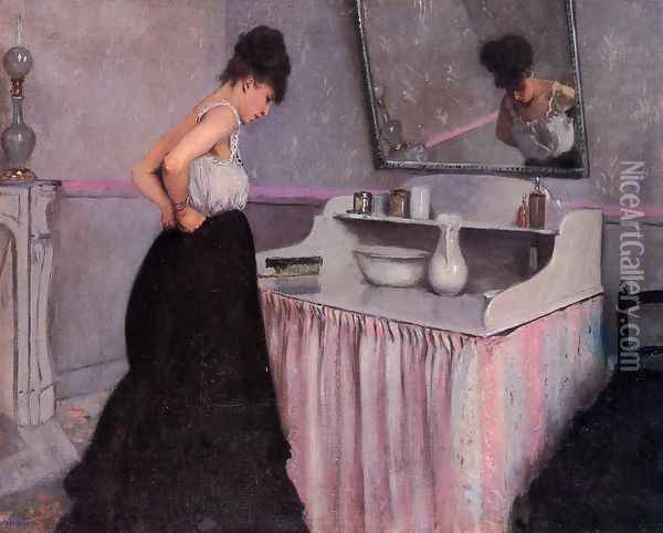 Woman At A Dressing Table Oil Painting - Gustave Caillebotte