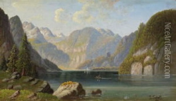 Gebirgssee (konigssee?) Oil Painting - Ludwig Sckell
