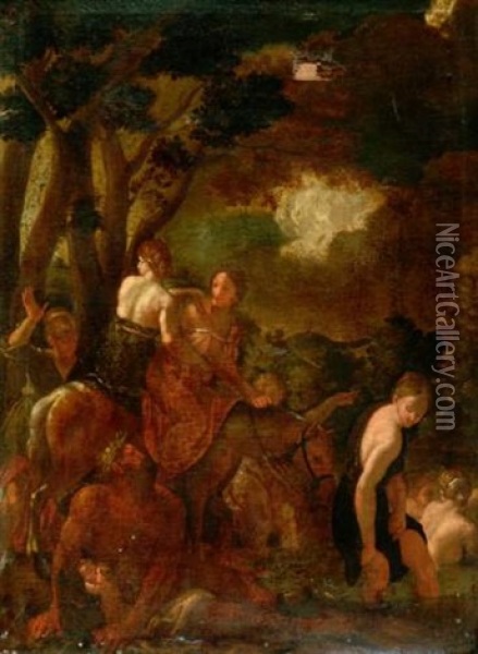Scene Mythologique Oil Painting - Johann Heinrich Schoenfeldt