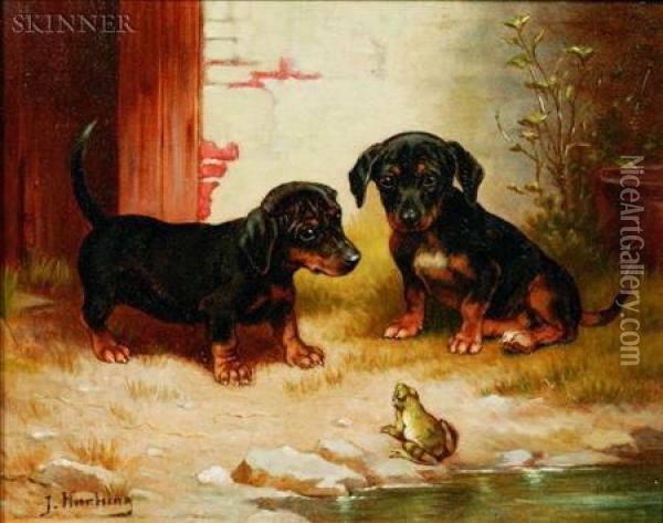 Unexpected Visitor Oil Painting - Johann Hartung