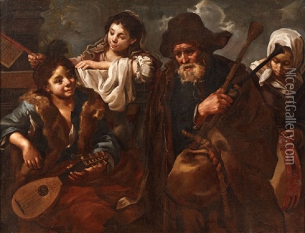 Four Musicians Oil Painting - Bernhard Keil