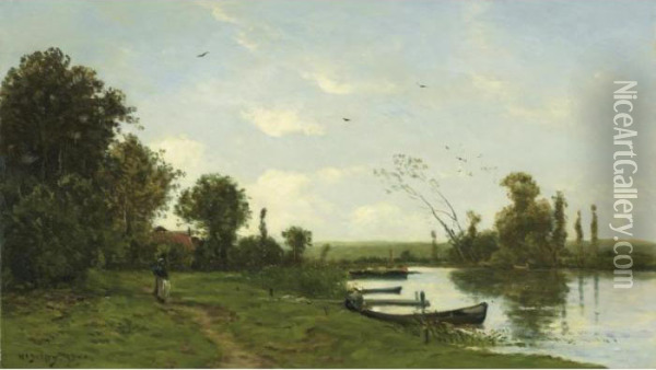 Road By The River Oil Painting - Hippolyte Camille Delpy