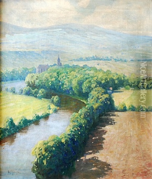Sazava Monastery Oil Painting - Karel Tomsa