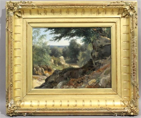 Vue Prise Dans La Vallee Du Nid De L'aigle A Fontainebleau Oil Painting - Jules Coignet