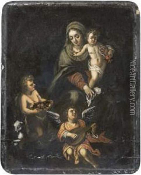Vierge A L'enfant Avec Saint Jean-baptiste Et Un Ange Musicien Oil Painting - Antonia Tempesta