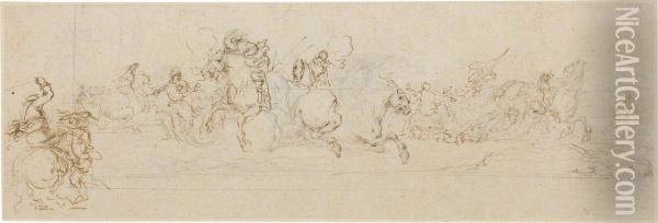 A Cavalry Skirmish Oil Painting - Stefano della Bella