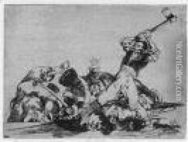 Los Desastres De La Guerra (d. 120-199; H. 121-200) Oil Painting - Francisco De Goya y Lucientes