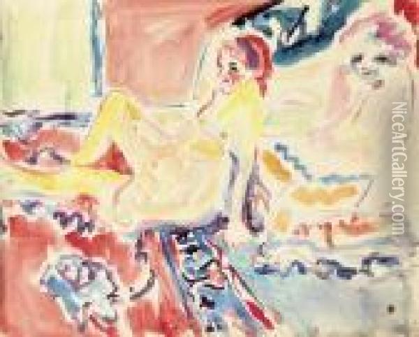 Sitzende Und Liegende ; Sam Der Neger Oil Painting - Ernst Ludwig Kirchner