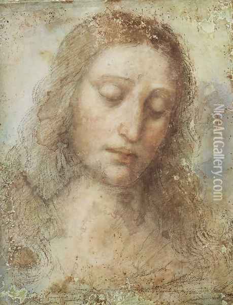 Head of Christ Oil Painting - Leonardo Da Vinci