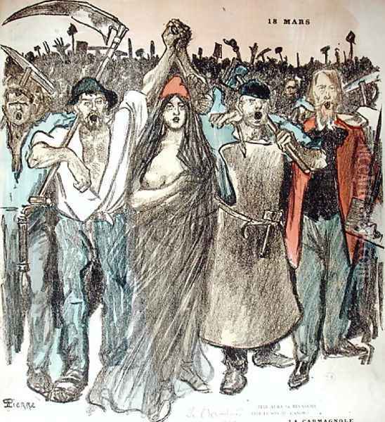 La Carmagnole, patriotic song of the French Revolution, from Le Chambard Socialiste, 1894 Oil Painting - Theophile Alexandre Steinlen