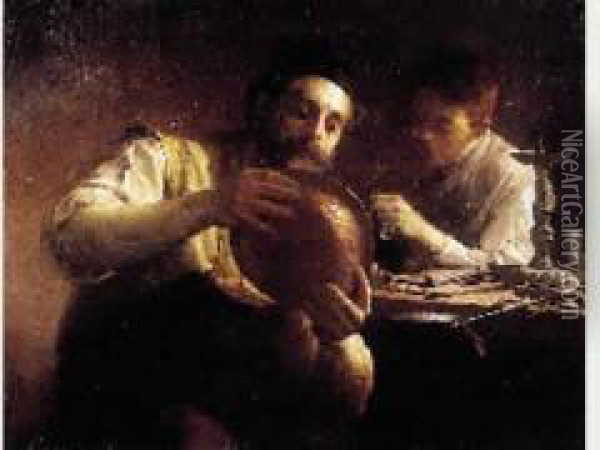 Les Orfevres Dinandiers Oil Painting - Edmond Theodor Van Hove