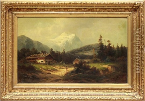 Partie Aus Dem Salzkammergut Oil Painting - Julius Schoenrock