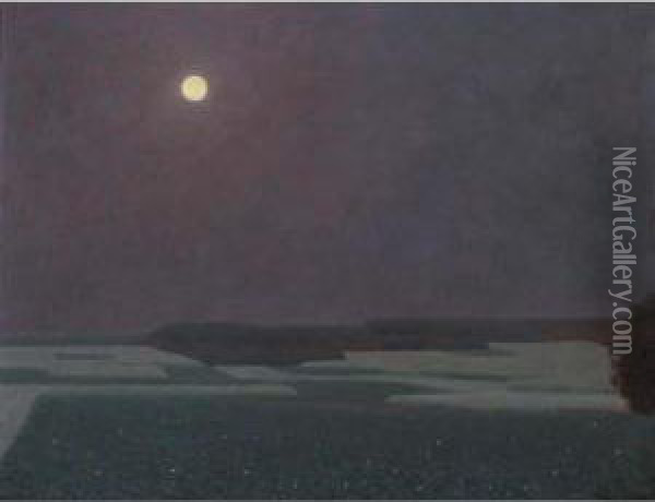 Landscape By Moonlight Oil Painting - Ferdinand Hart Nibbrig