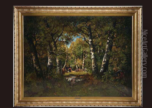 Sous-bois En Foret De Fontainebleau Oil Painting - Camille Magnus