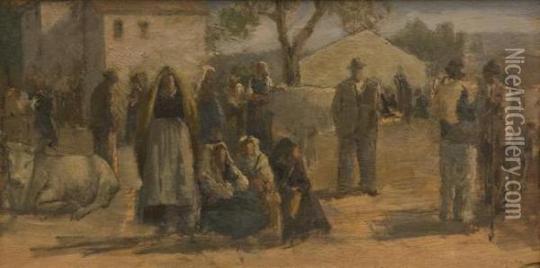 Il Mercato Del Bestiame Oil Painting - Domenico Colao