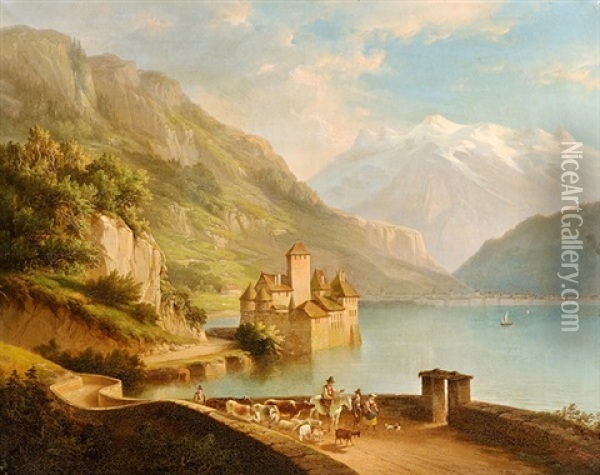 Schloss Chillon Am Genfersee Oil Painting - Cornelis Kimmel