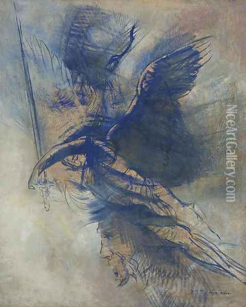 L'ange guerrier Oil Painting - Odilon Redon
