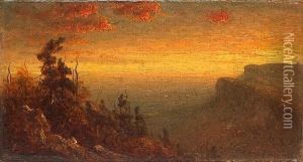Study For Twilight In The Shawangunk Mountains Oil Painting - Sanford Robinson Gifford