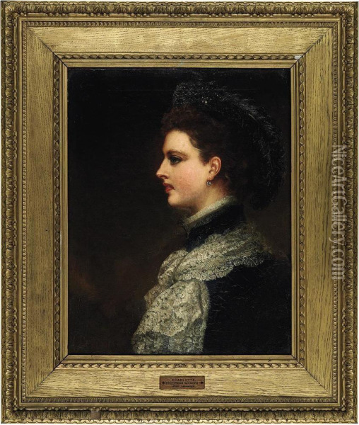 Portrait Of Charlotte, Countess Spencer (1835-1903) Oil Painting - Louis William Desanges